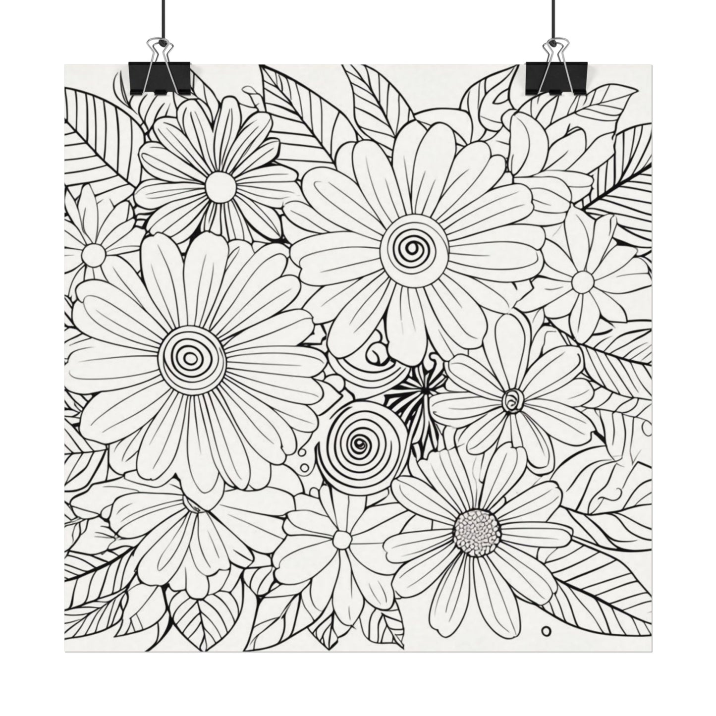 COLOR IT YOURSELF Floral Line Art Poster — Textured Matte Print
