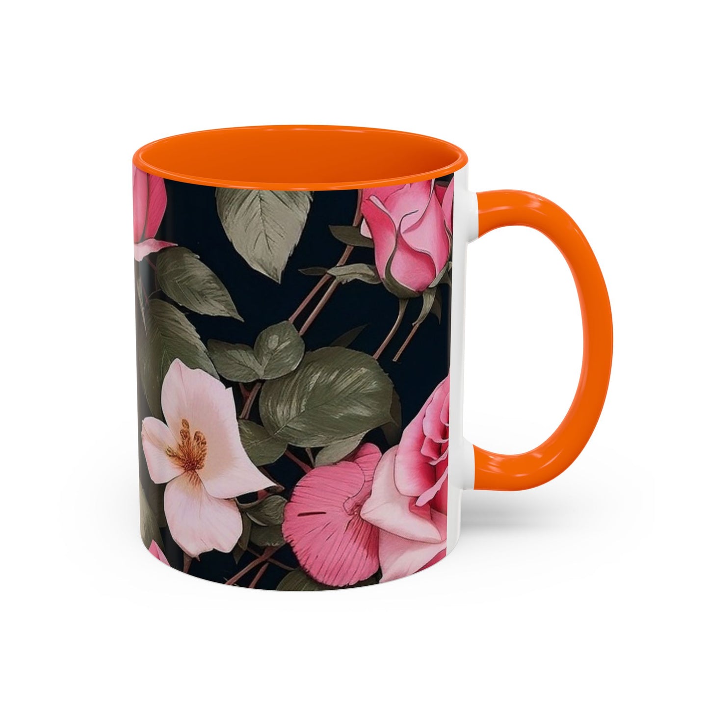 Floral Accent Coffee Mug, Gift for Her, Cute Floral Mug, Spring Decor, Coffee Lover Gift