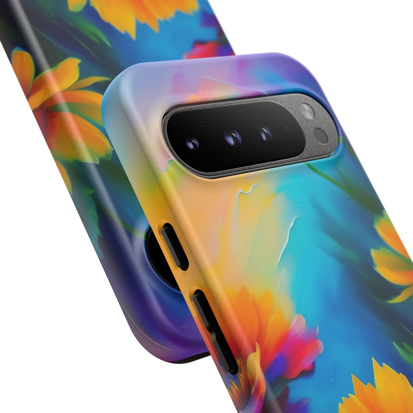 Floral Sunset Tough Phone Case — Vibrant Watercolor Flowers Protective Cover