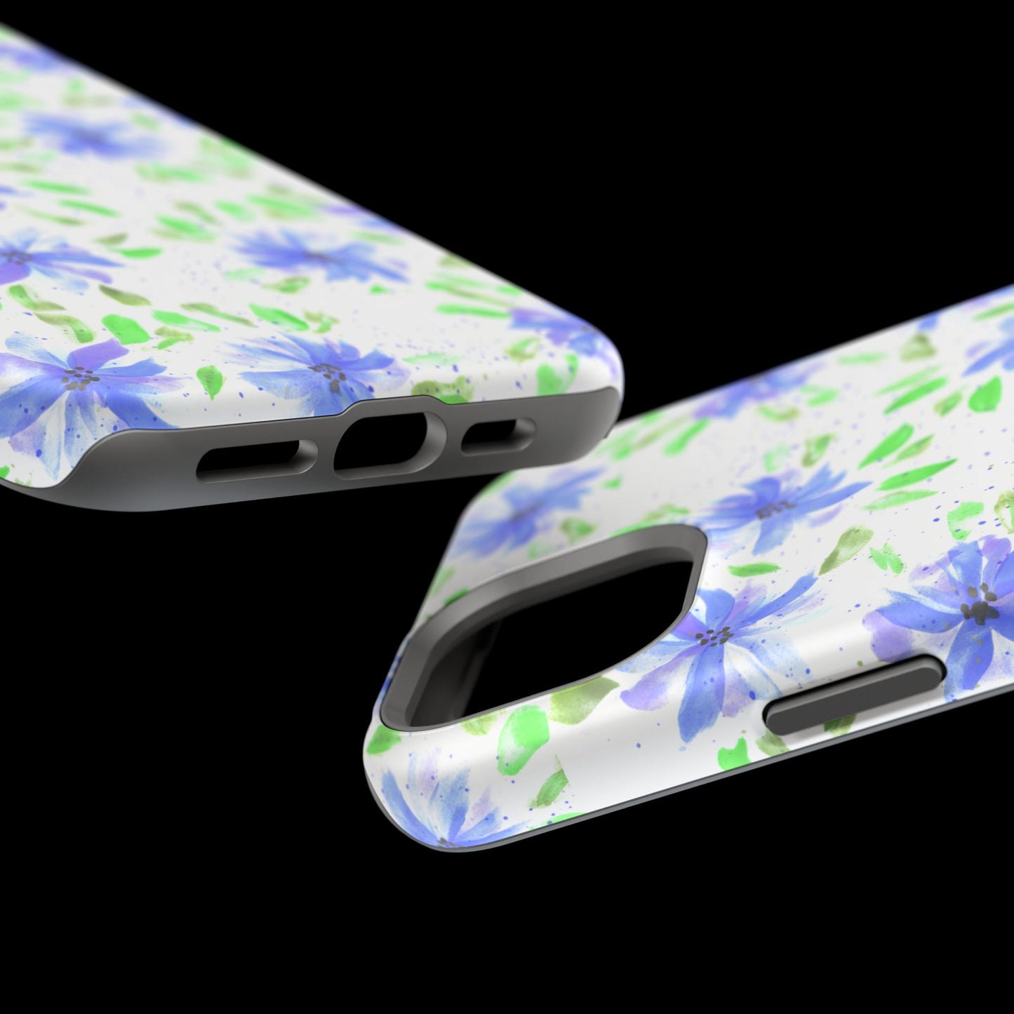 Floral Blue Watercolor Phone Case — Magnetic Impact-Resistant