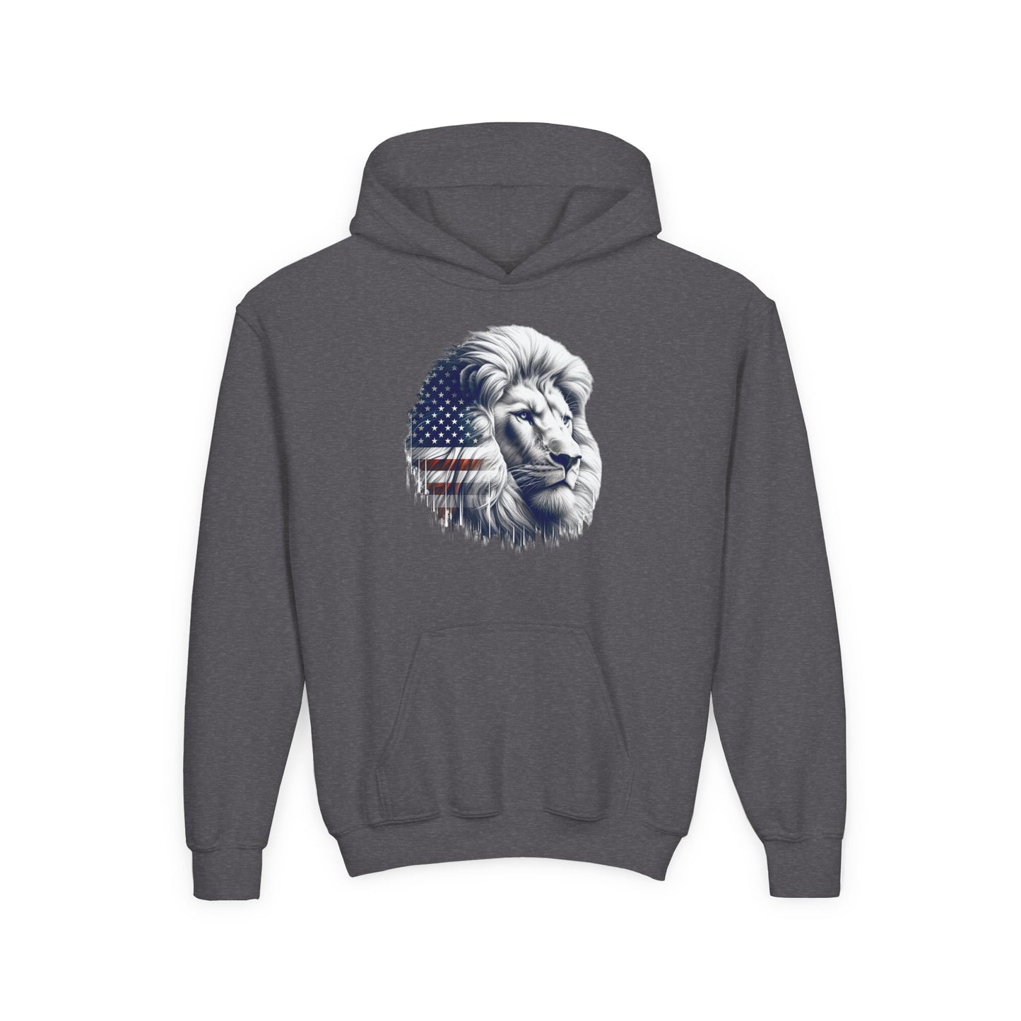 American Flag Lion Hoodie | Patriotic Lion Graphic Youth Sweatshirt