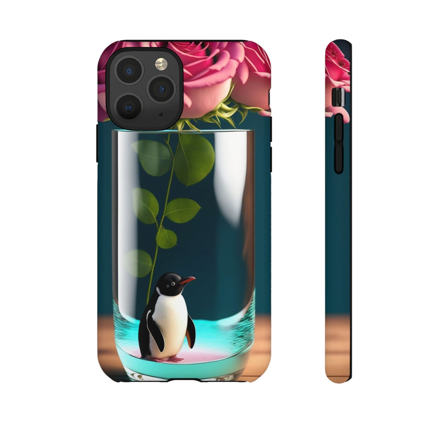 Penguin in a Glass Floral Tough Phone Case — Cute Protective Phone Cover
