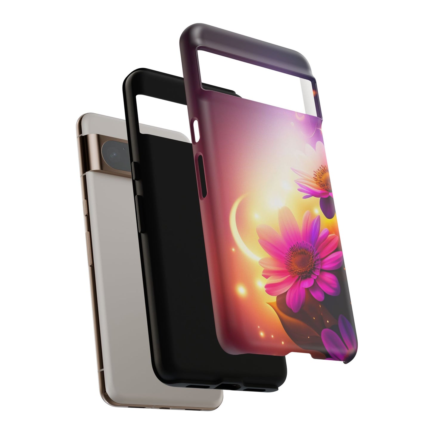 Floral Moonlight Phone Case – Purple Daisy Protective Cover