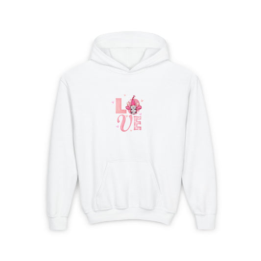 Youth Hoodie - Pink Floral "LOVE" Design