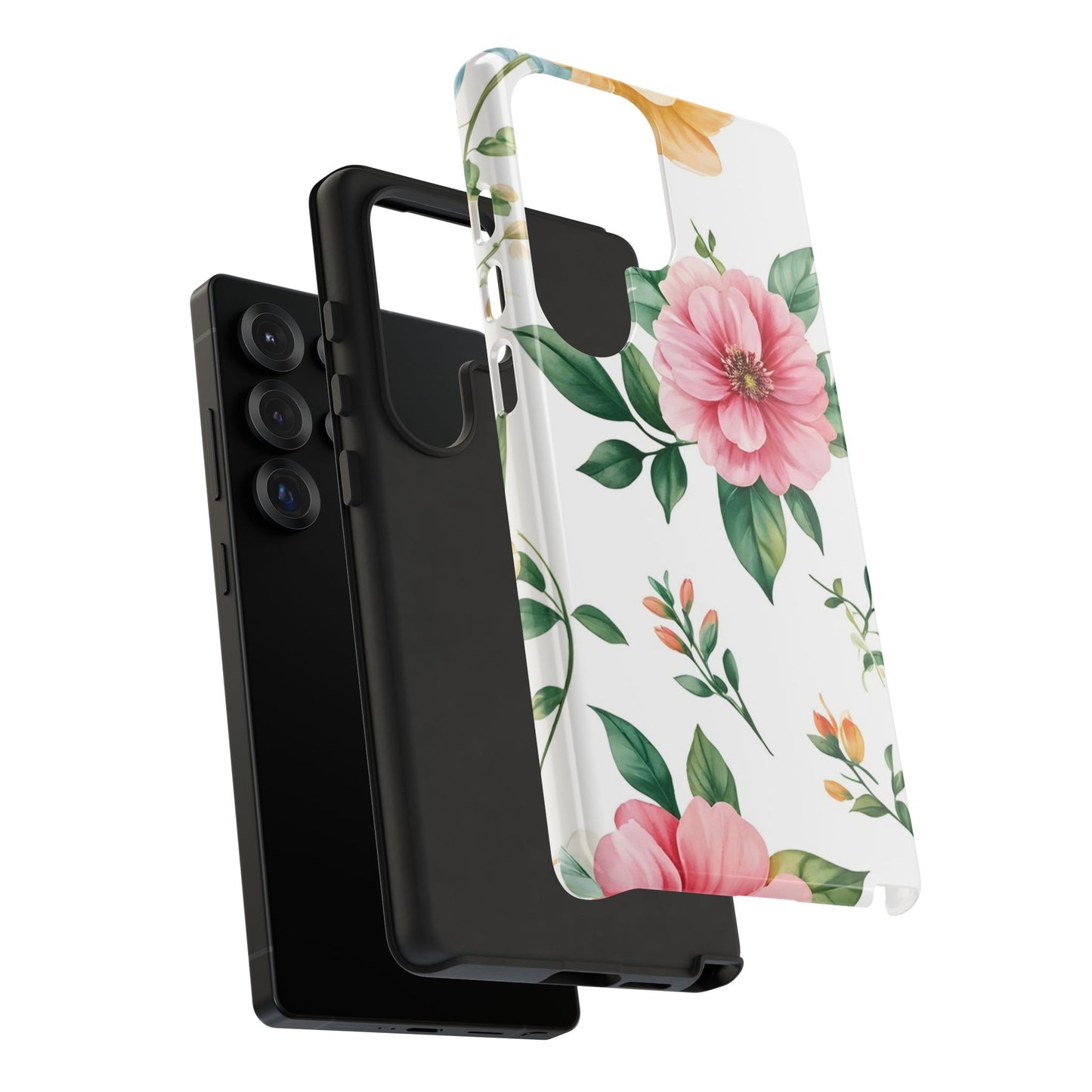 Floral Tough Phone Case — Pink Peony Protective Phone Cover