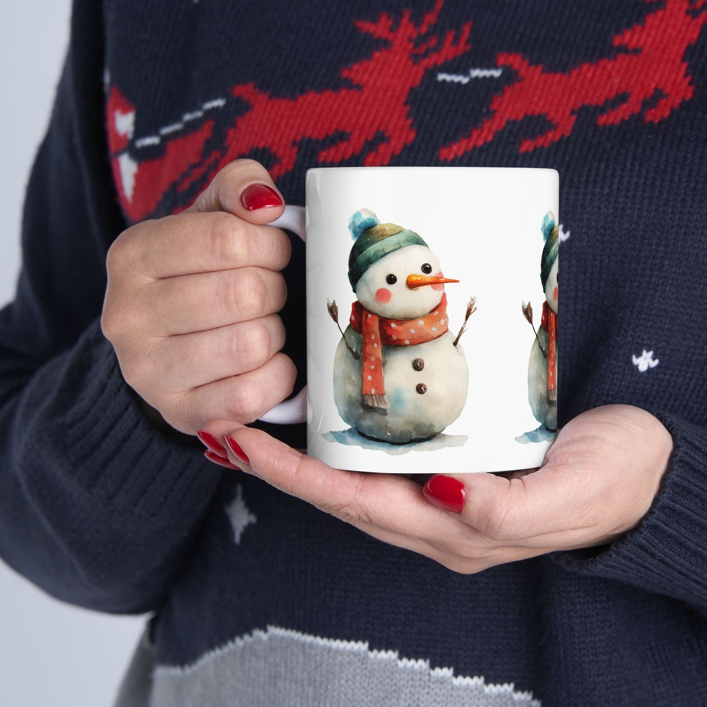 Whimsical Snowman Ceramic Mug, Holiday Gift, Winter Decor, Hot Cocoa Mug, Christmas Present, Cozy Kitchen Accessory