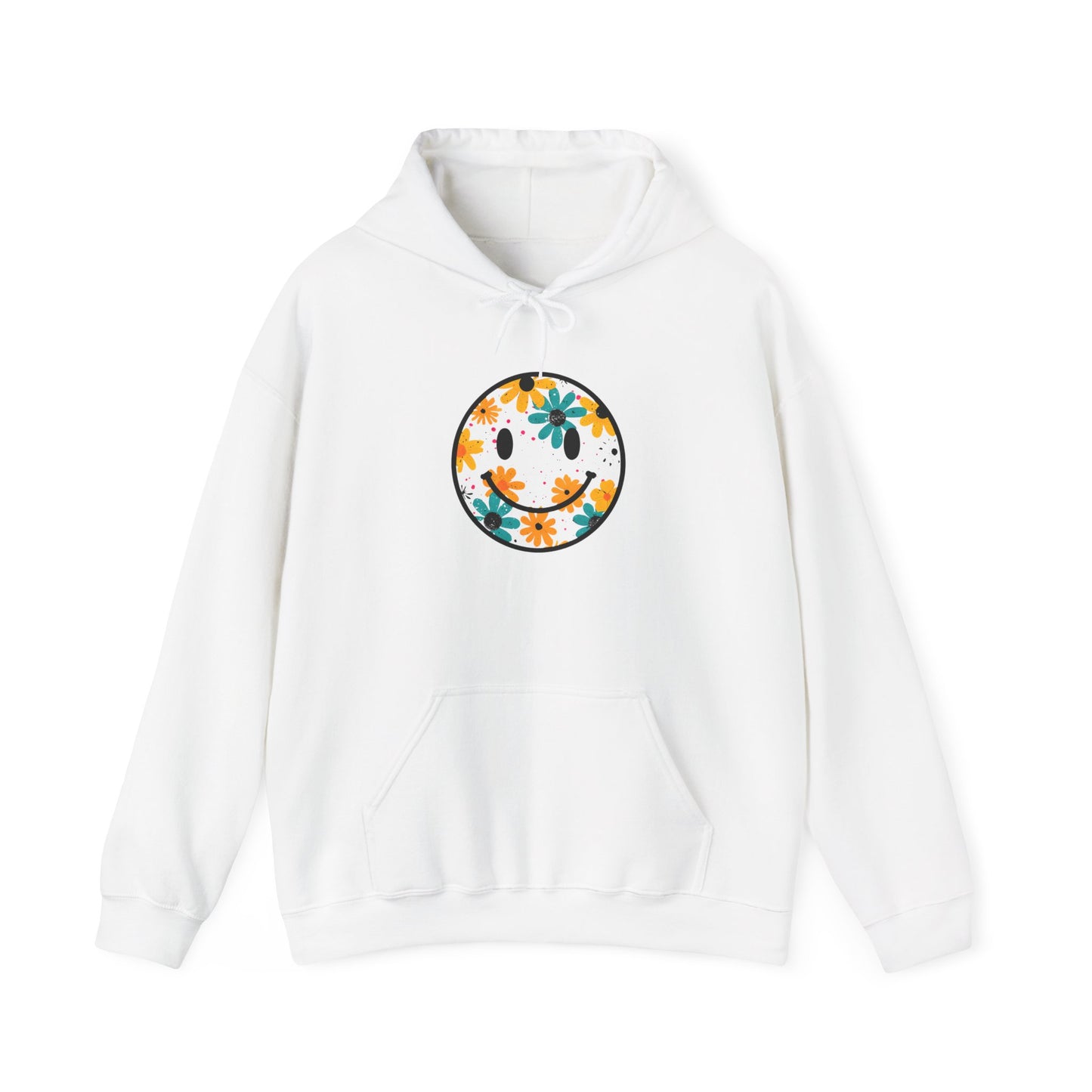 Floral Smiley Hoodie — Retro Daisy Smile Graphic Hoodie