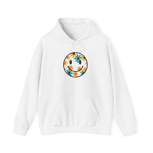 Floral Smiley Hoodie — Retro Daisy Smile Graphic Hoodie