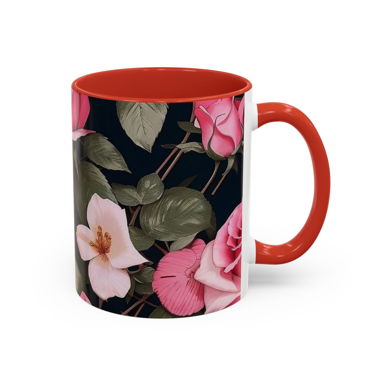 Floral Accent Coffee Mug, Gift for Her, Cute Floral Mug, Spring Decor, Coffee Lover Gift