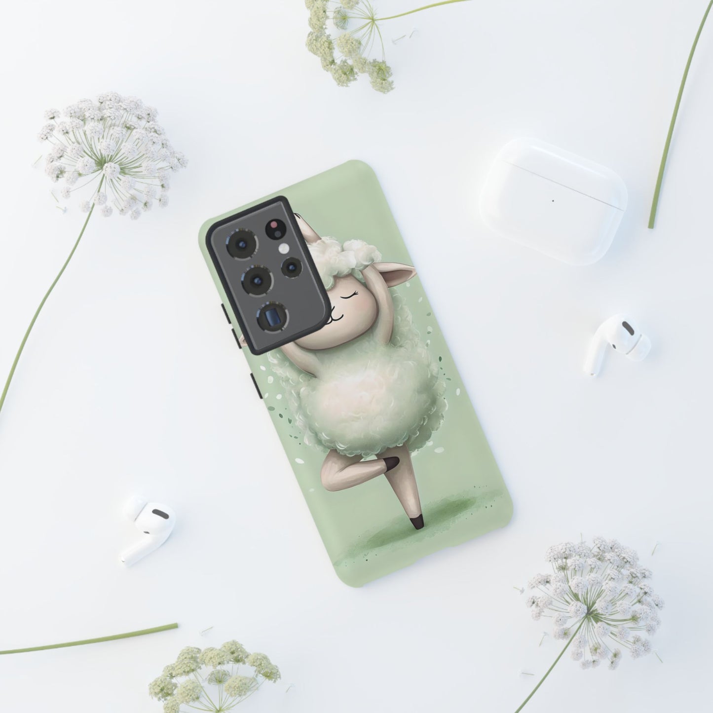 Cute Yoga Sheep Phone Case — Pastel Lamb Ballerina Protective Cover