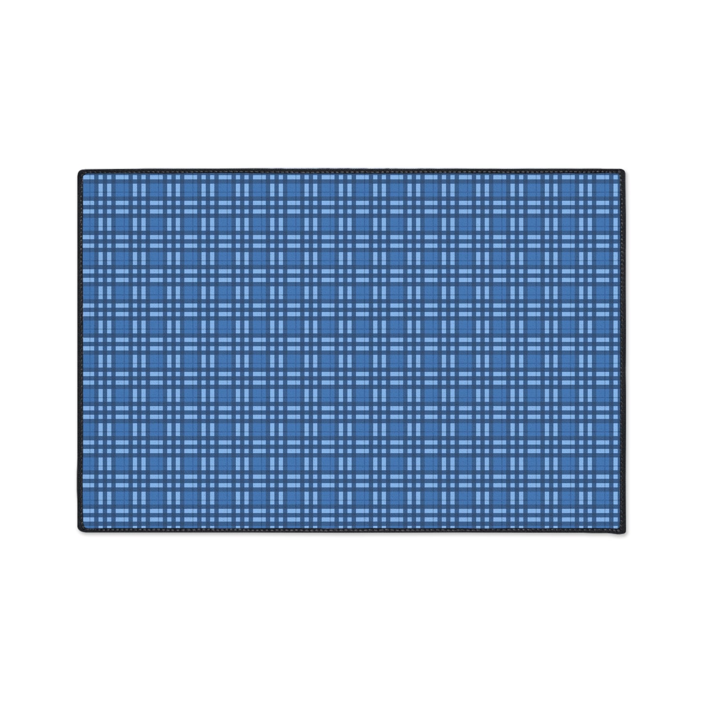 Blue Plaid Heavy-Duty Floor Mat — Durable Non-Slip Entry & Utility Rug