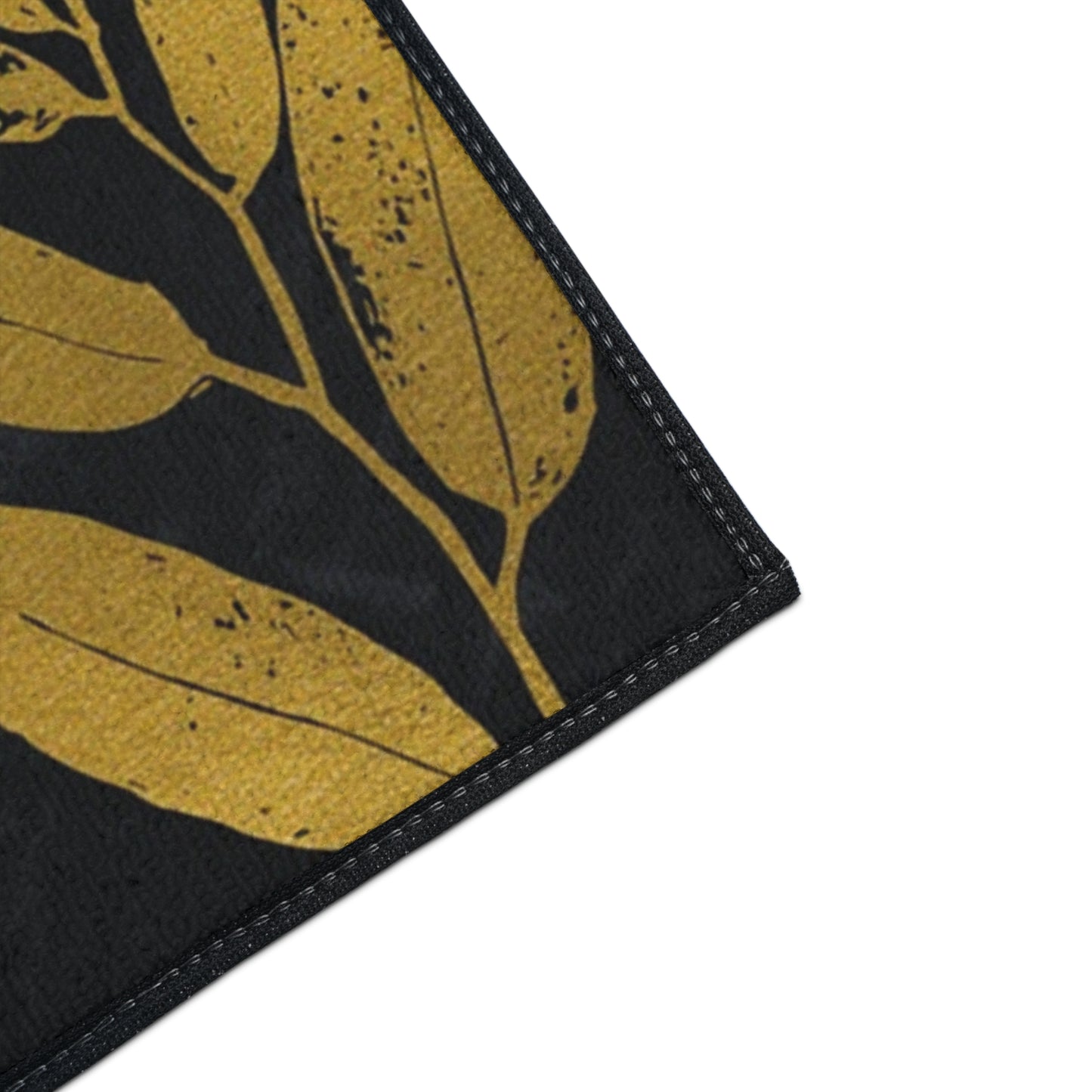 Monogram A Heavy Duty Floor Mat — Black & Gold Botanical Doormat