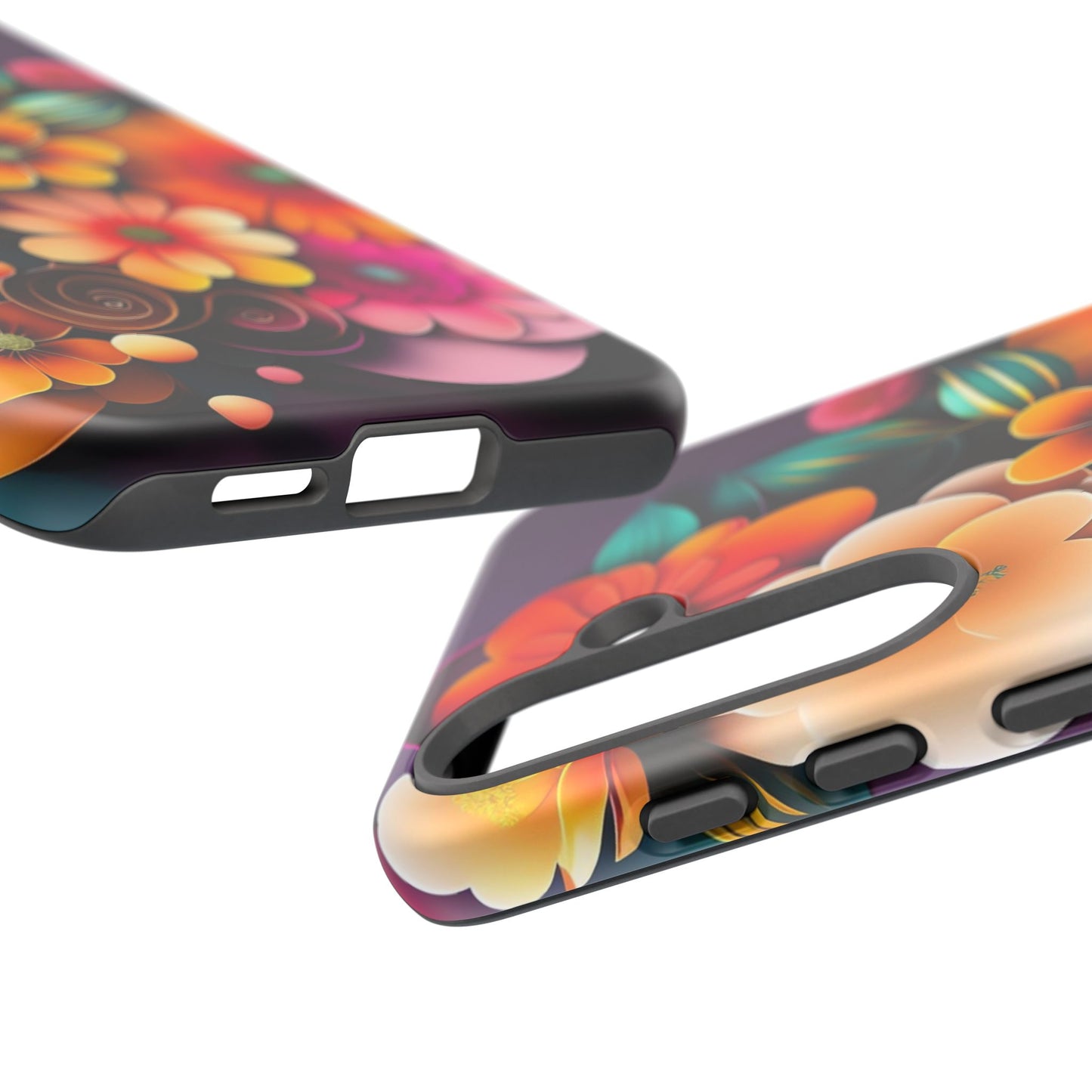 Floral Burst Tough Phone Case — Colorful Retro Flowers Protective Cover