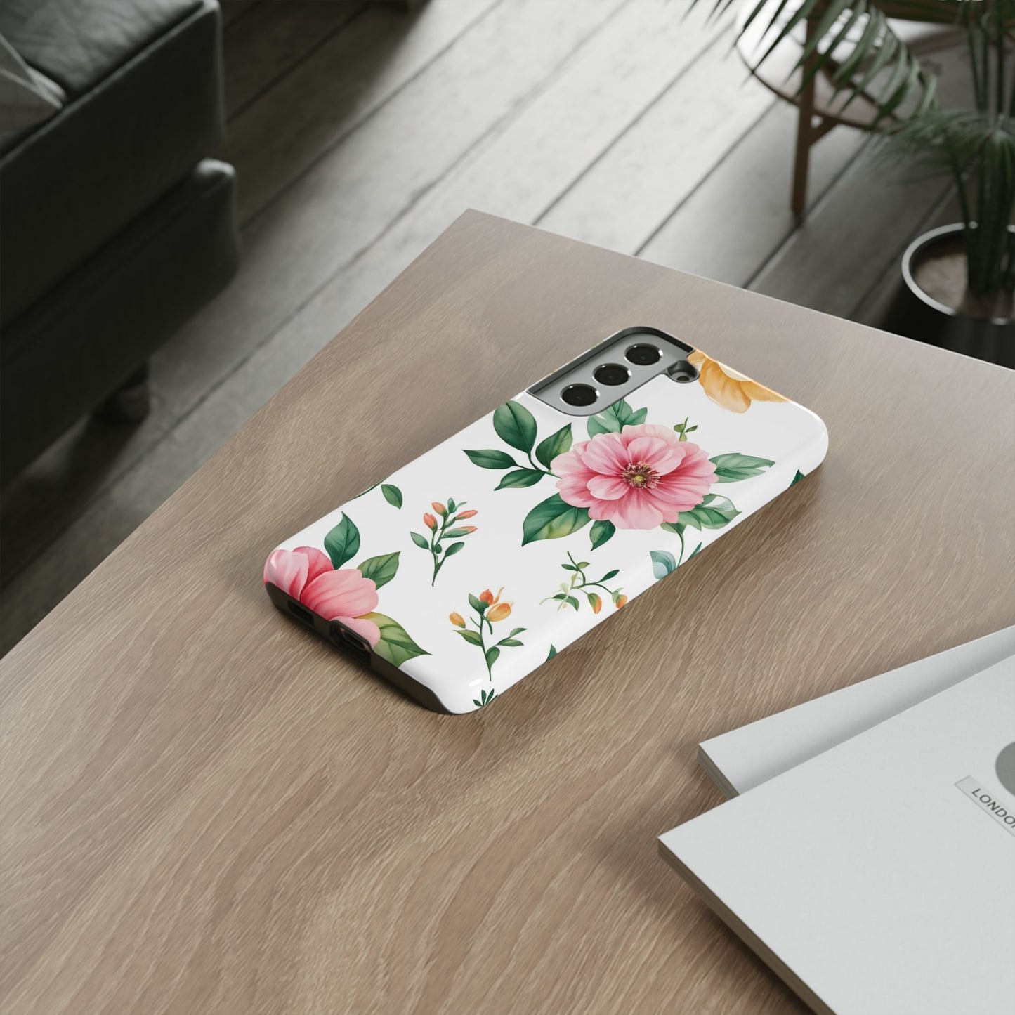 Floral Tough Phone Case — Pink Peony Protective Phone Cover