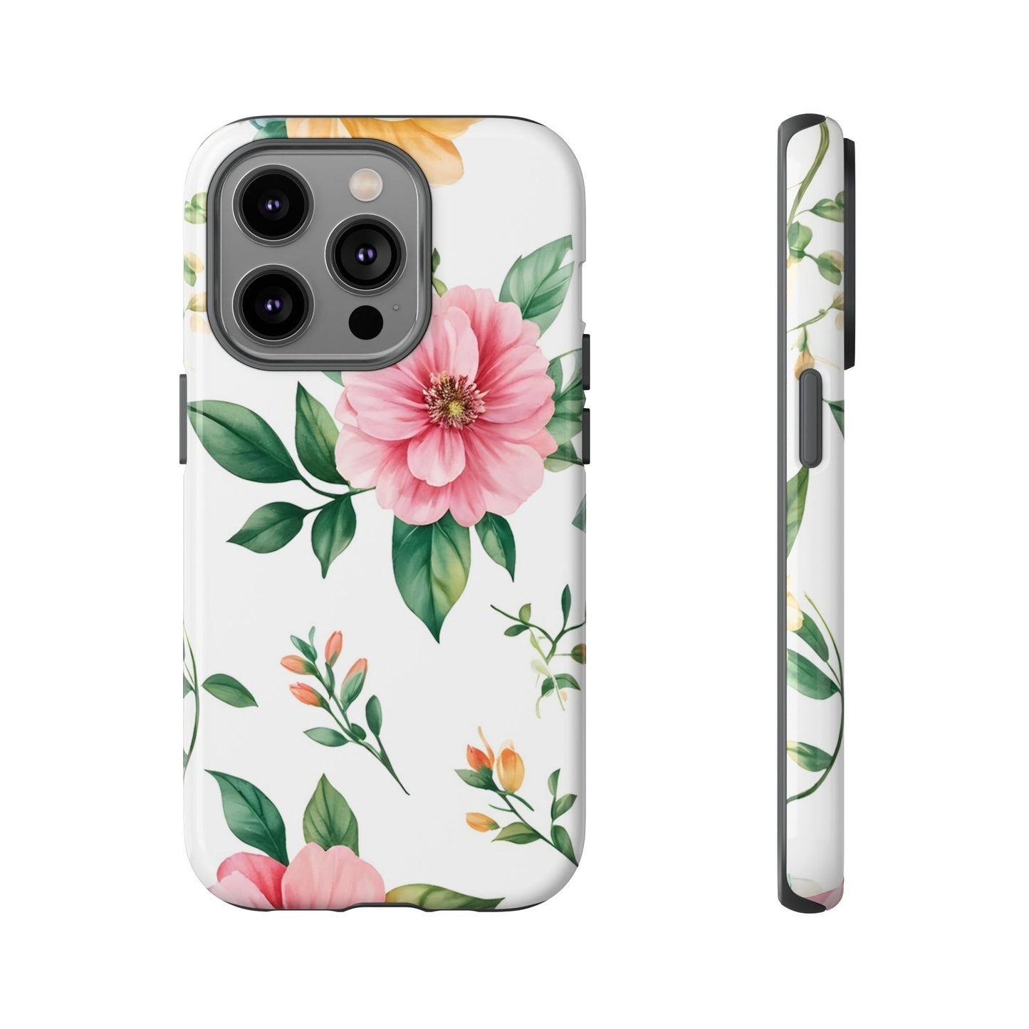 Floral Tough Phone Case — Pink Peony Protective Phone Cover