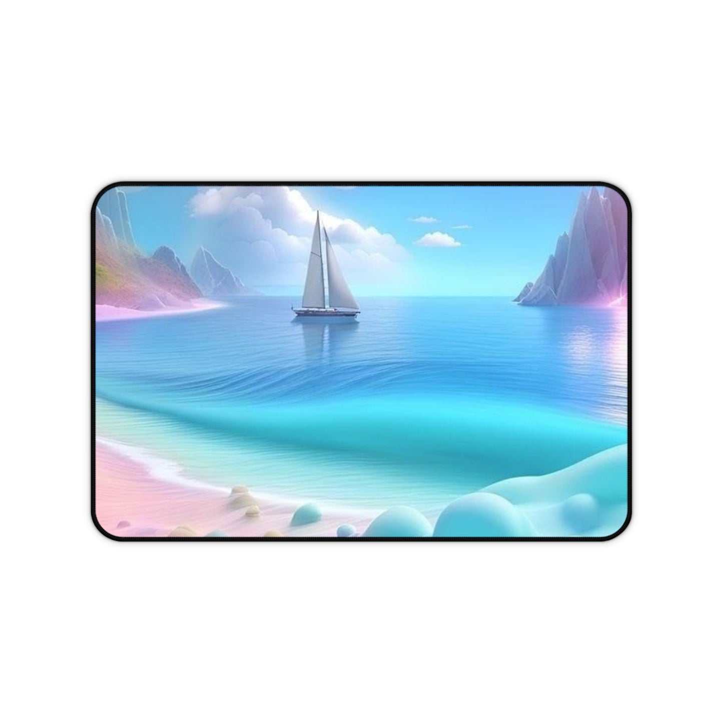 Seaside Sail Desk Mat — Tranquil Ocean Laptop Pad