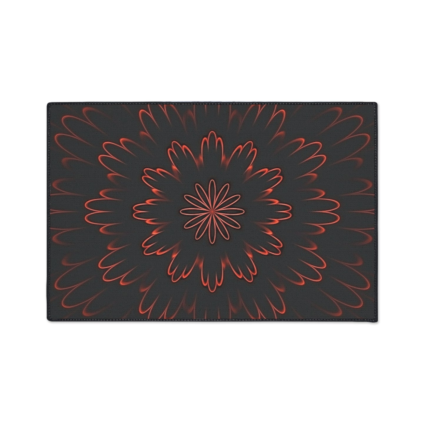 Floor Mat — Red Floral Mandala Heavy-Duty Entrance Rug