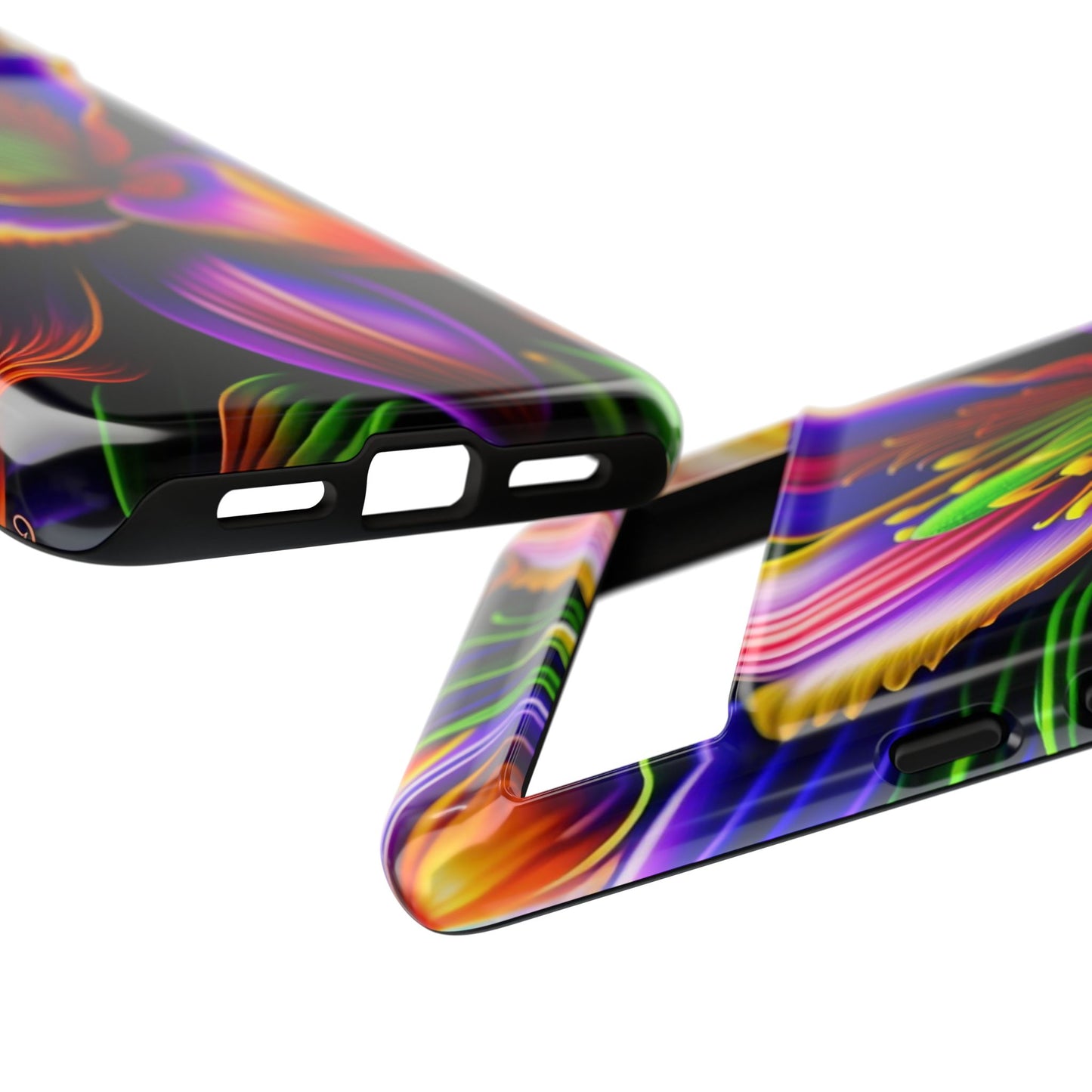 Floral Neon Tough Phone Case — Vivid Purple & Orange Lily Protective Cover
