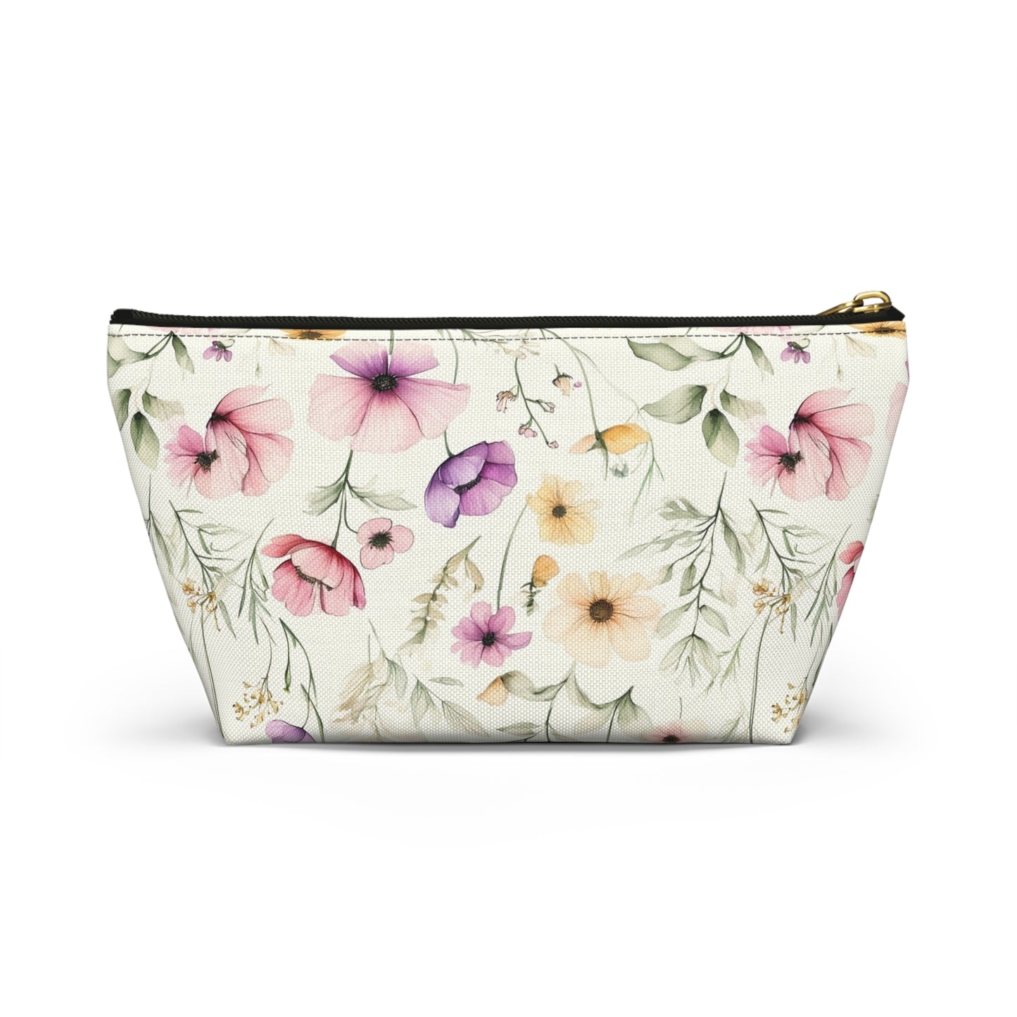 Floral Spring Makeup Pouch — Watercolor Wildflower Accessory Bag