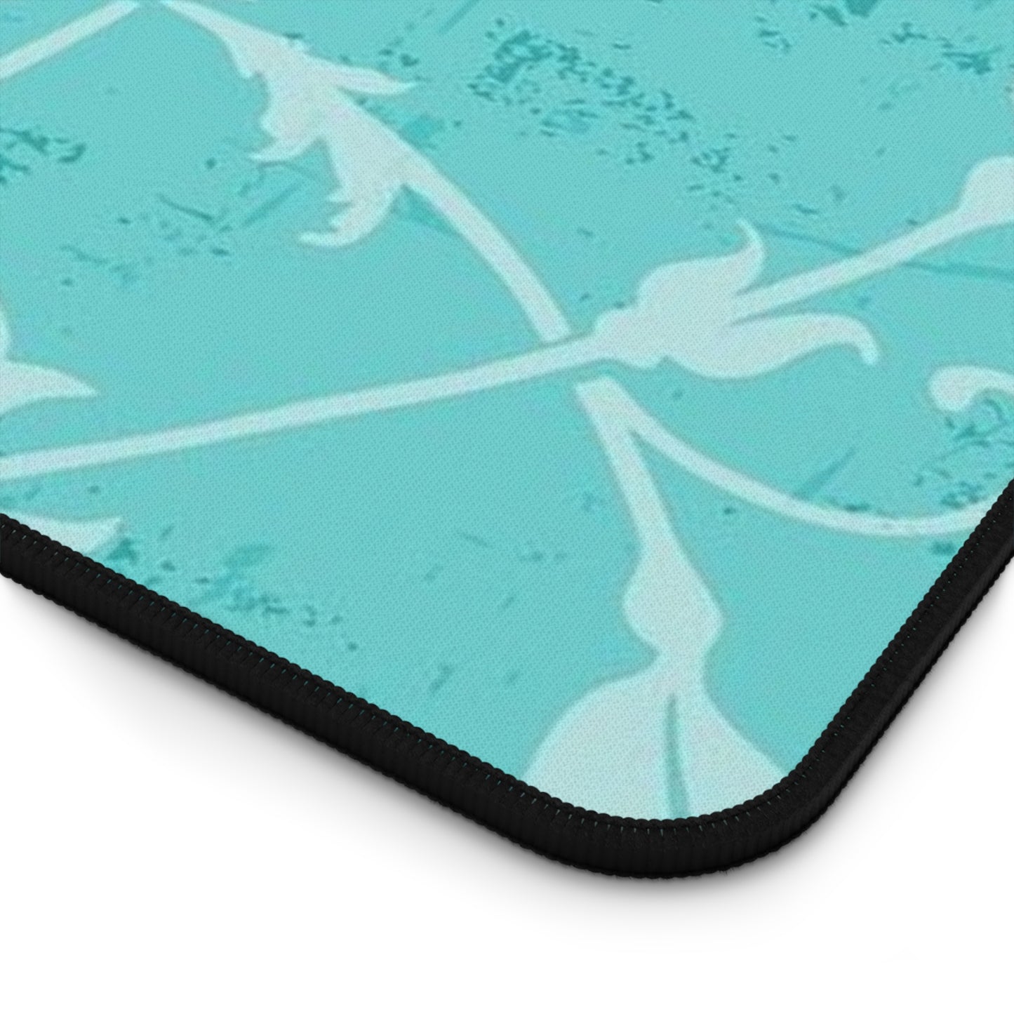 Turquoise Vintage Flourish Desk Mat — Floral Mouse Pad Surface
