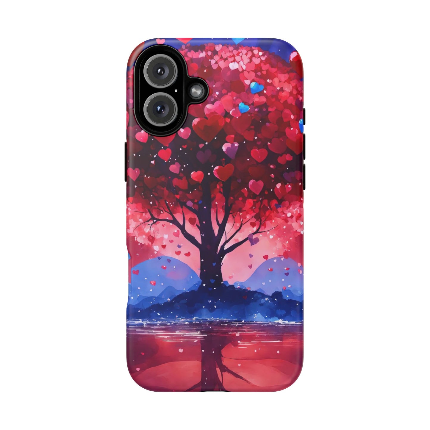 Heart Tree Phone Case — Romantic Red & Blue Protective Tough Case
