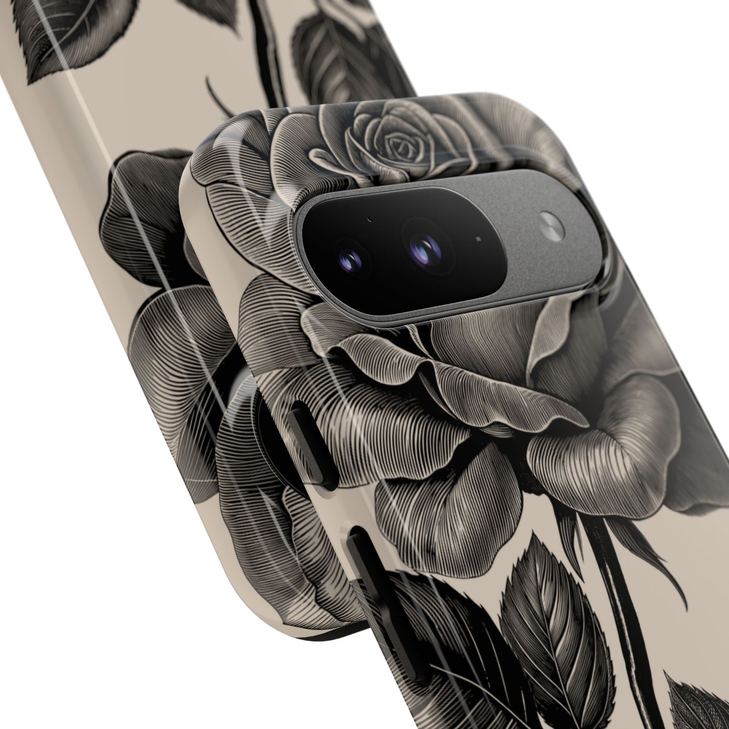 Black Rose Phone Case, Tough Cases with Floral Design, Elegant Tech Accessory, Gift for Flower Lovers, Stylish Protection