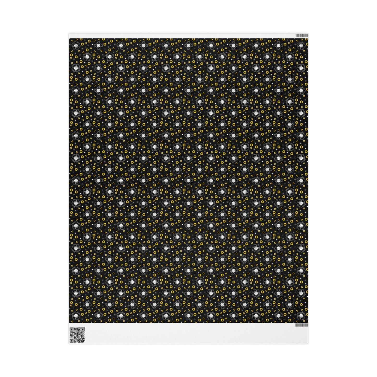Sunflower Doodles Wrapping Paper Roll — Black & Yellow Floral Gift Wrap