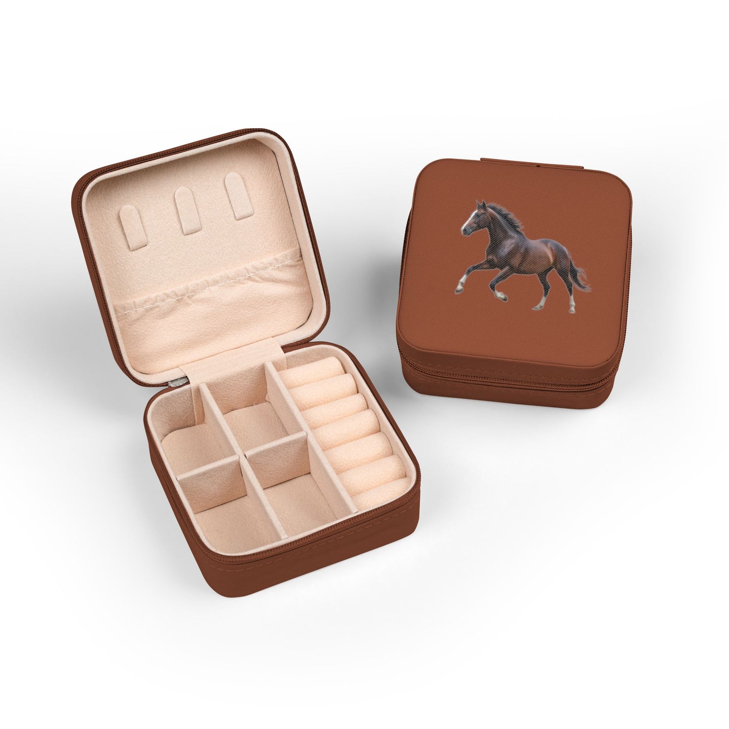 Horse Jewelry Travel Case — Compact Pink Travel Jewelry Organizer for Rings, Earrings & Necklaces