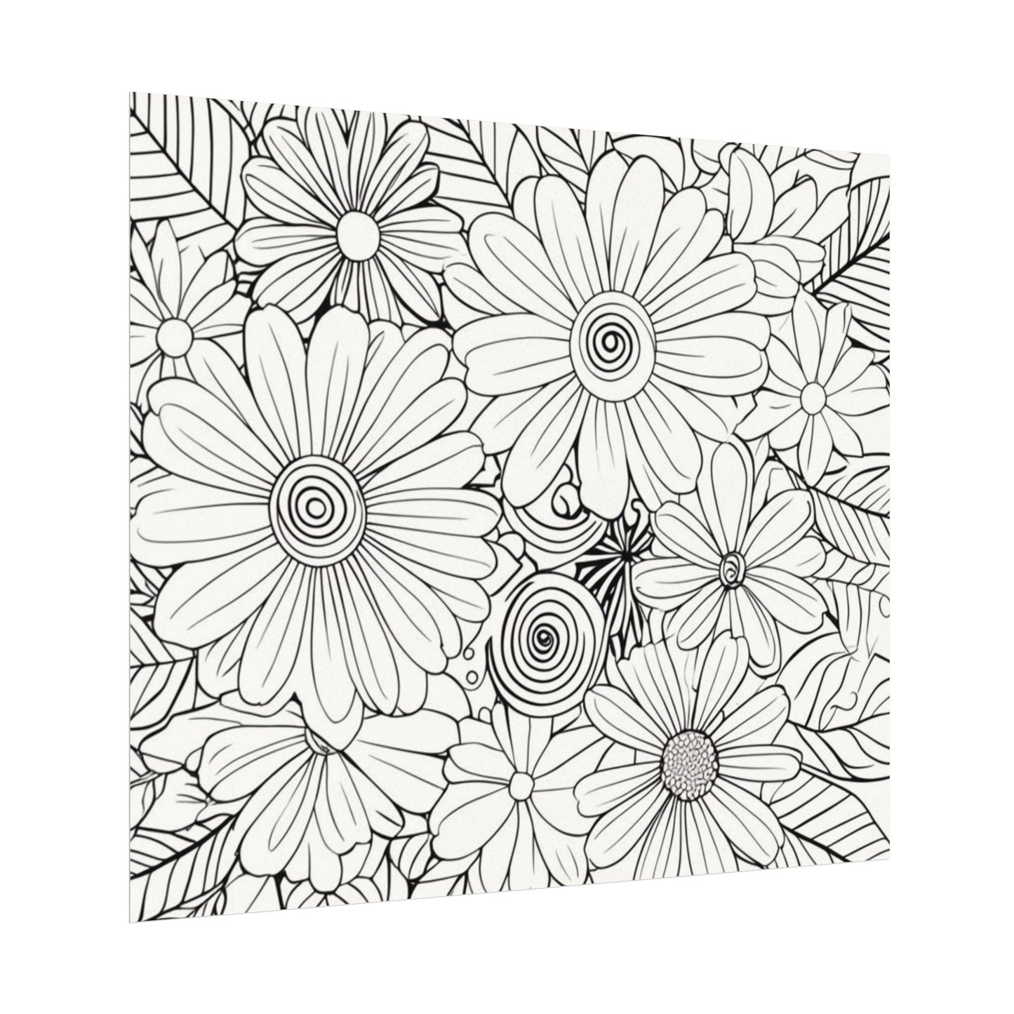 COLOR IT YOURSELF Floral Line Art Poster — Textured Matte Print