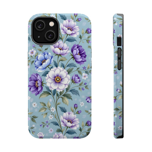 Floral Purple Peony Phone Case — Magnetic Impact‑Resistant Protective Cover