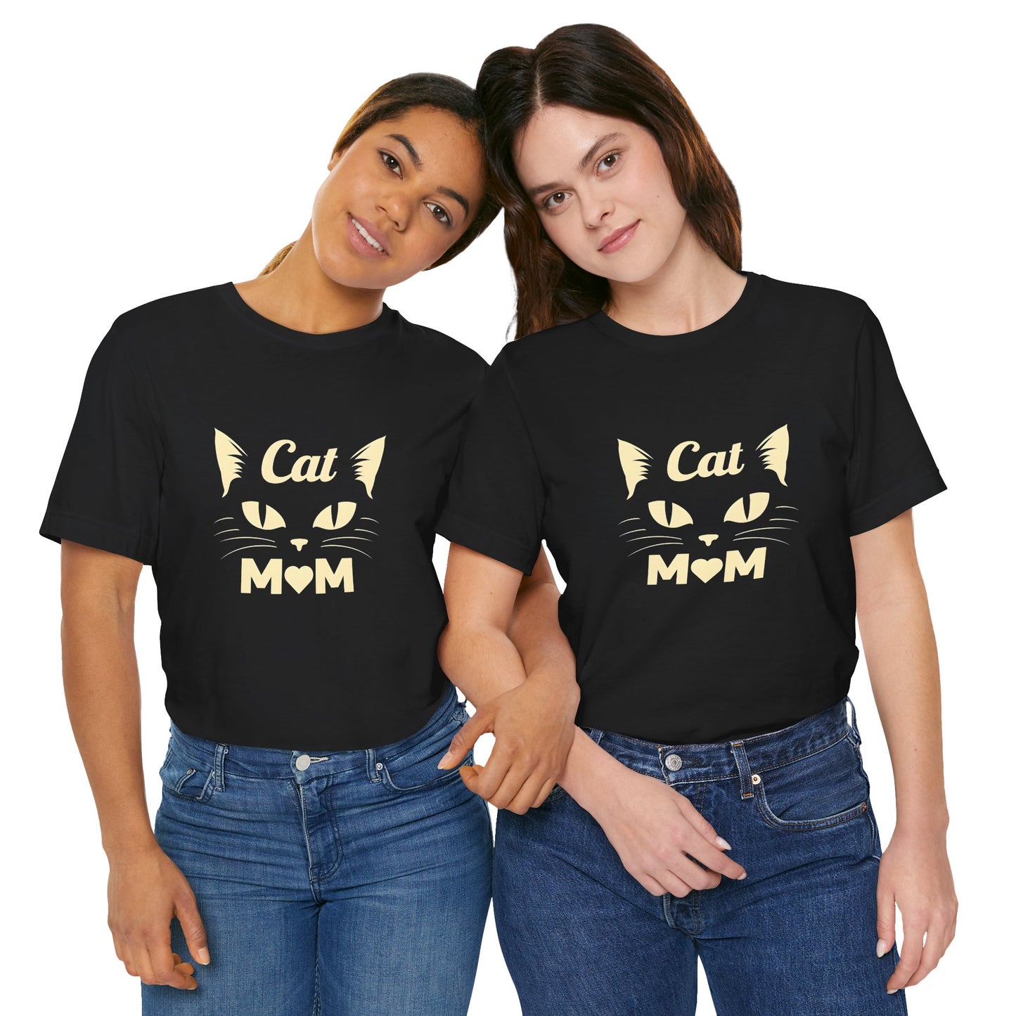 Cat Mom T-Shirt — Cute Cat Face Graphic Tee for Cat Lovers