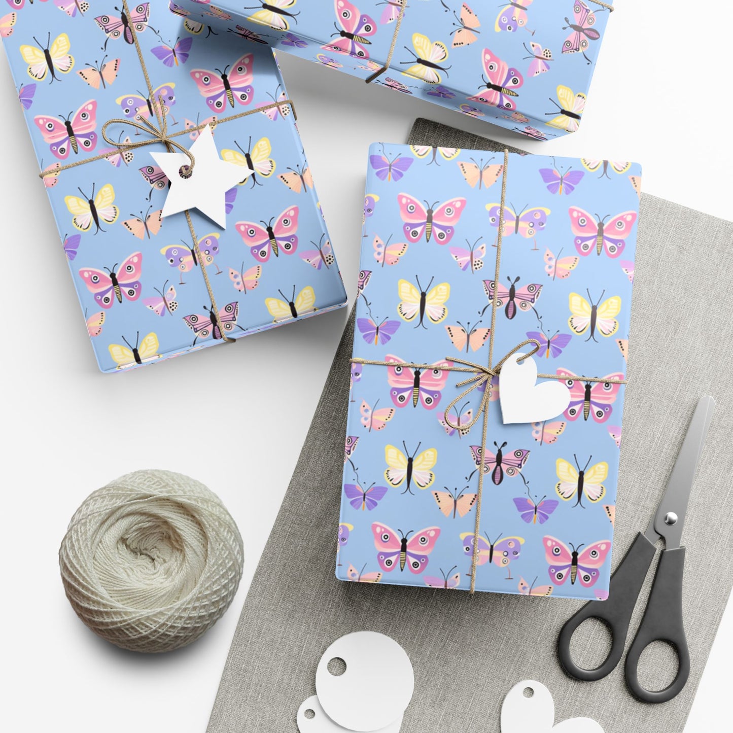Wrapping Paper — Pastel Butterfly Gift Wrap Sheets for Birthday & Spring Celebrations