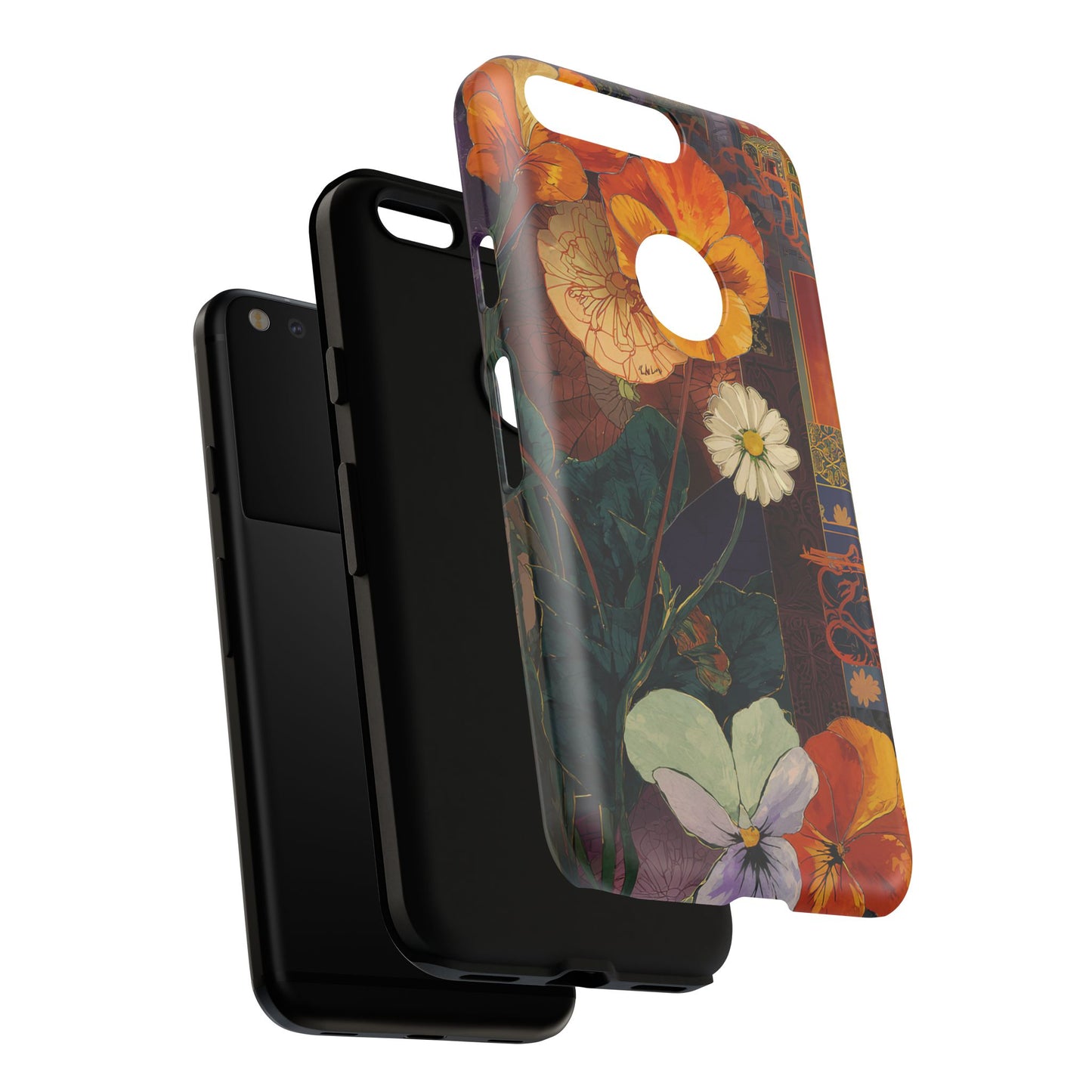 Floral Pansy Tough Phone Case — Vintage Botanical Protection
