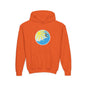 Sunrise Surf Circle Youth Hoodie | Surfing Wave Graphic