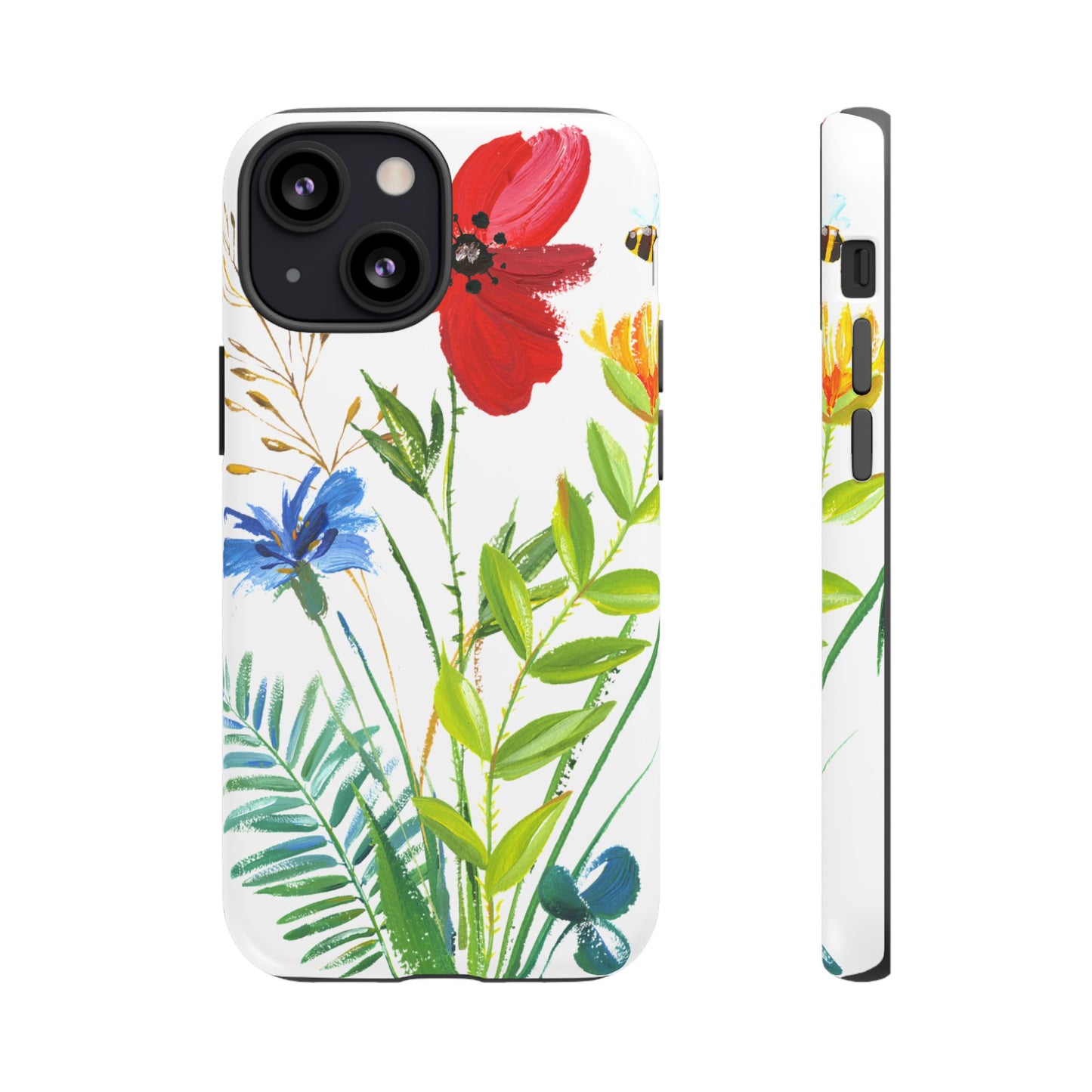 Floral Watercolor Tough Phone Case — Wildflower Bouquet Protective Cover