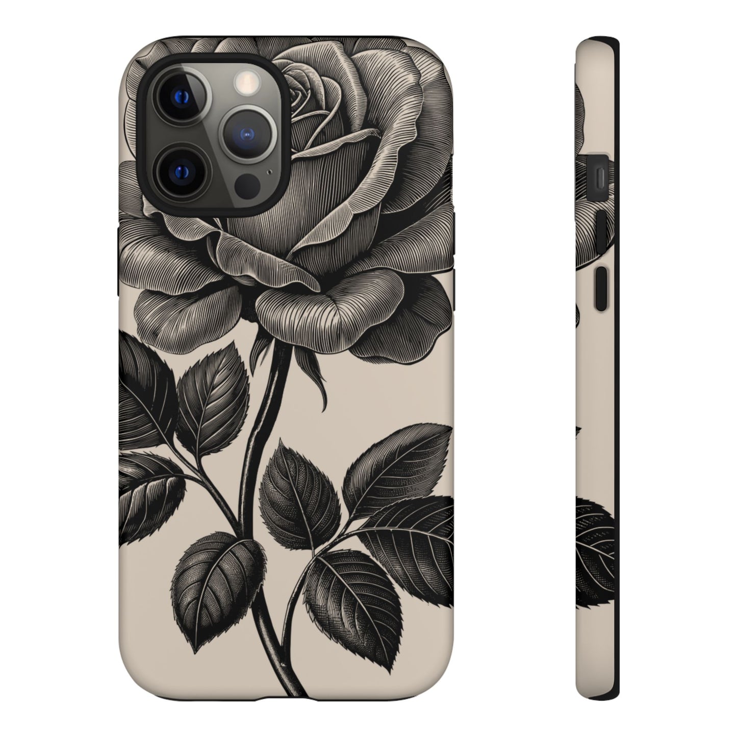 Black Rose Phone Case, Tough Cases with Floral Design, Elegant Tech Accessory, Gift for Flower Lovers, Stylish Protection