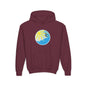Sunrise Surf Circle Youth Hoodie | Surfing Wave Graphic