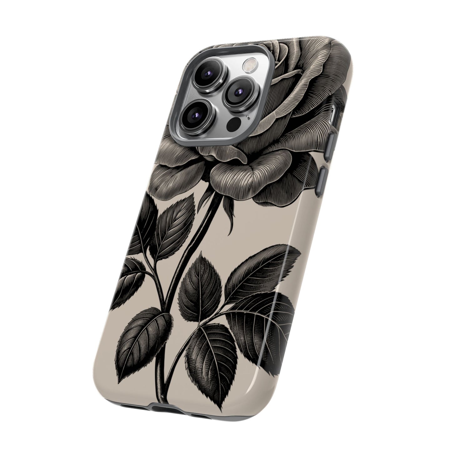 Black Rose Phone Case, Tough Cases with Floral Design, Elegant Tech Accessory, Gift for Flower Lovers, Stylish Protection