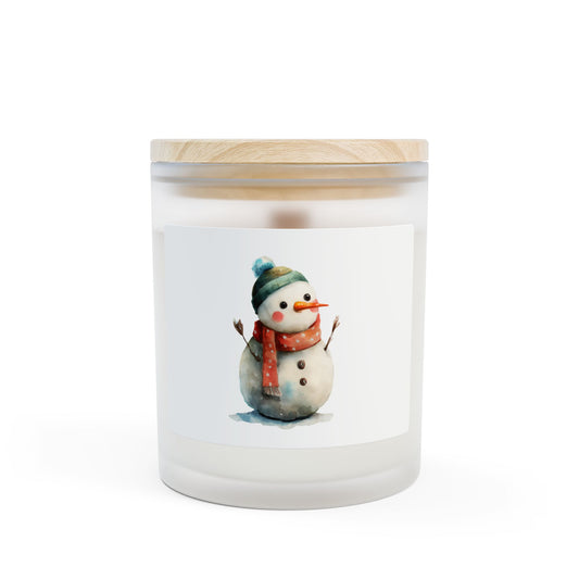 Frosted Glass Snowman Candle - Cozy Winter Decor, Holiday Gift, Relaxing Ambiance, Christmas, Home Fragrance