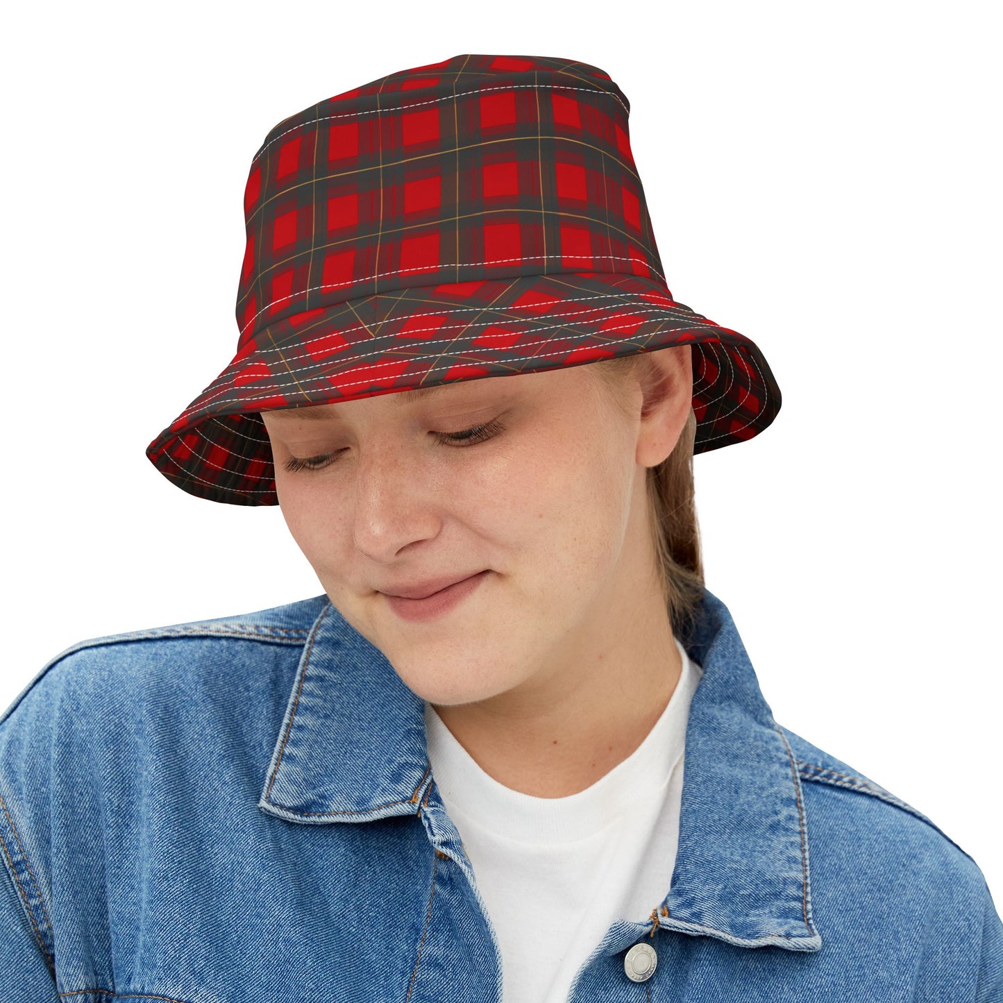 Red Plaid Bucket Hat - Classic Lumberjack Check