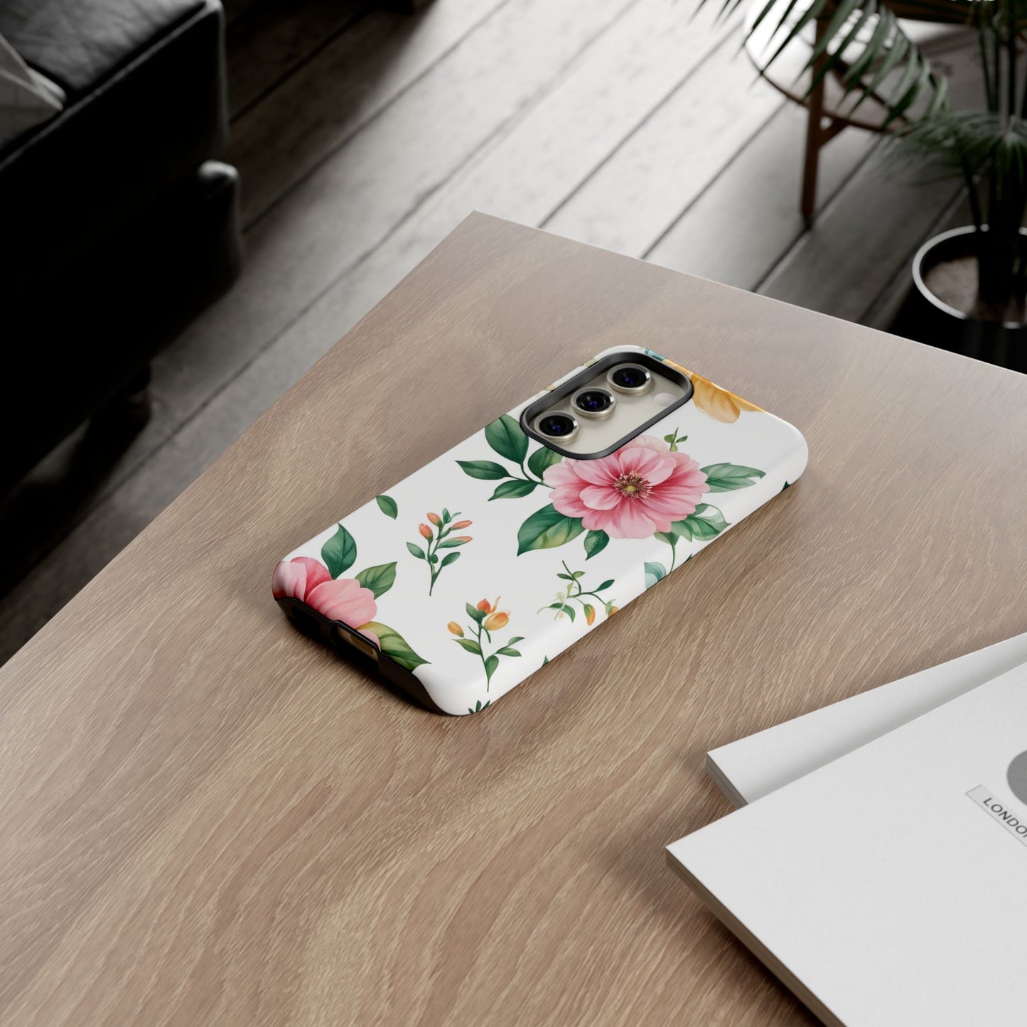 Floral Tough Phone Case — Pink Peony Protective Phone Cover