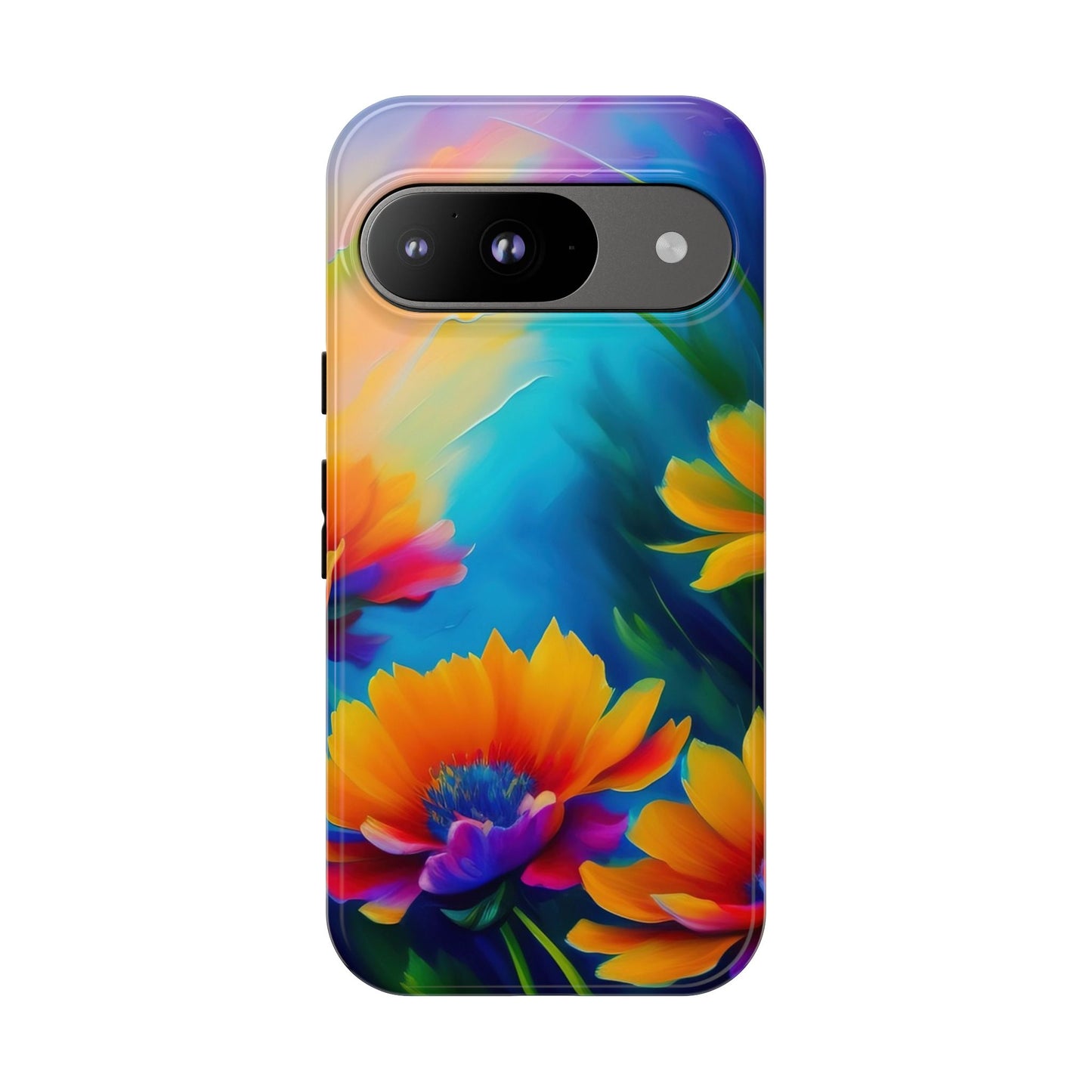 Floral Sunset Tough Phone Case — Vibrant Watercolor Flowers Protective Cover