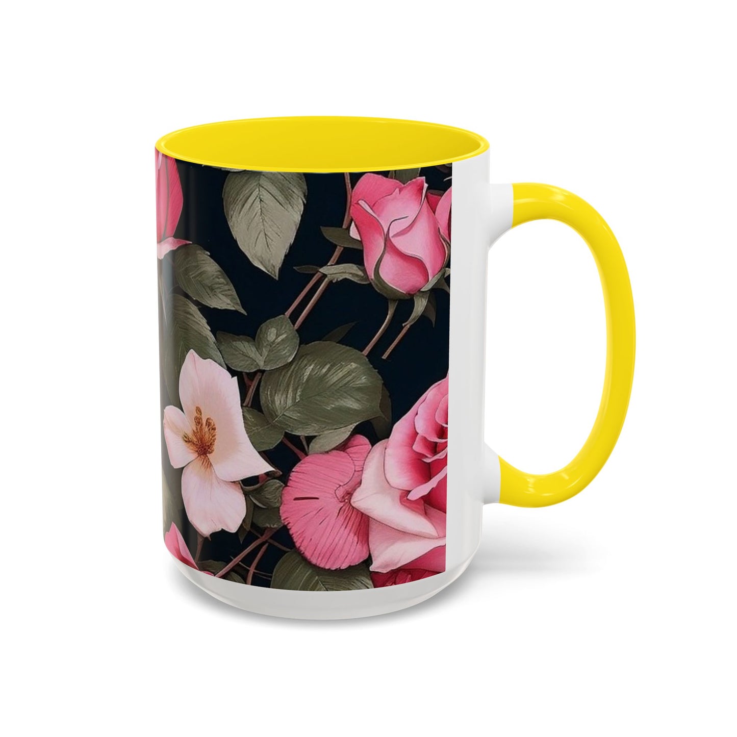 Floral Accent Coffee Mug, Gift for Her, Cute Floral Mug, Spring Decor, Coffee Lover Gift