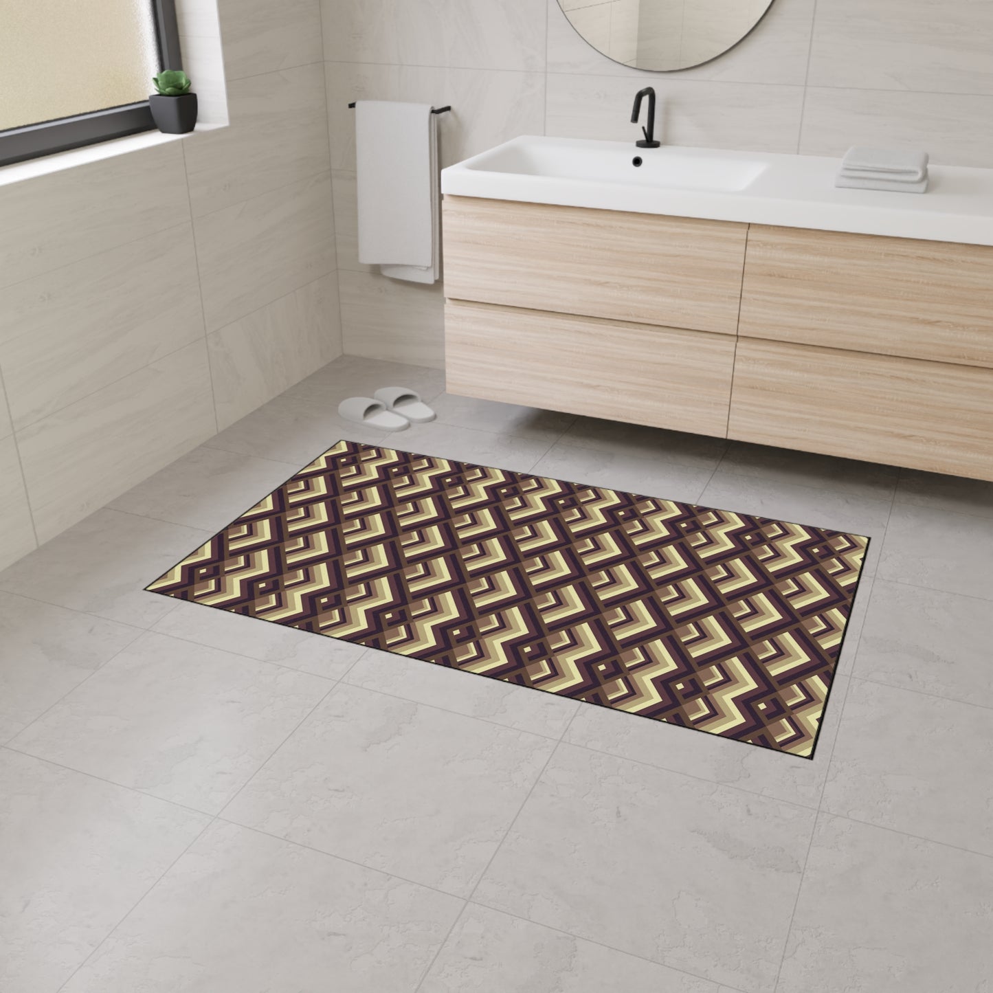Geometric Retro Diamond Heavy-Duty Floor Mat