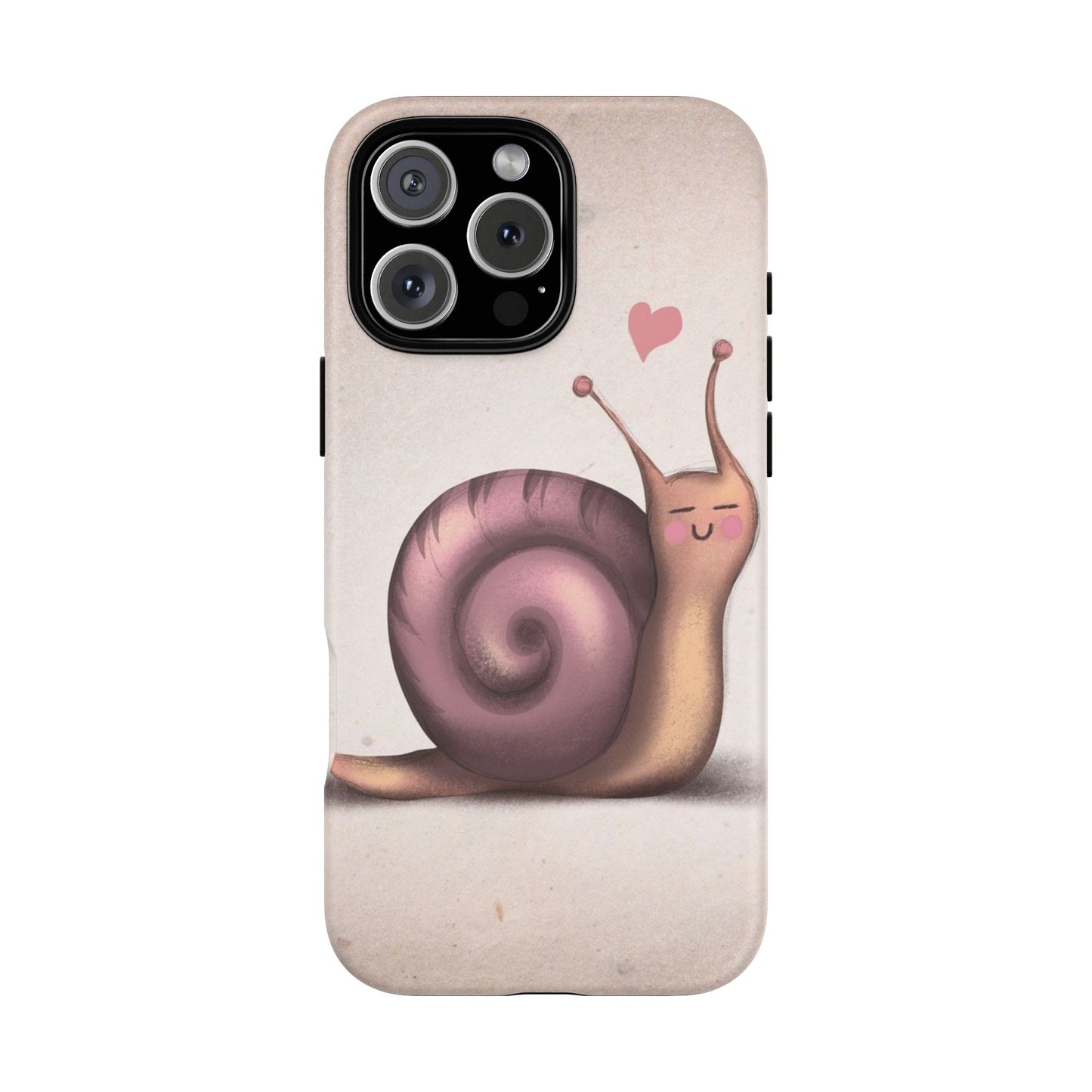 Cute Snail Phone Case — Pink Heart Cartoon Protective iPhone Cover