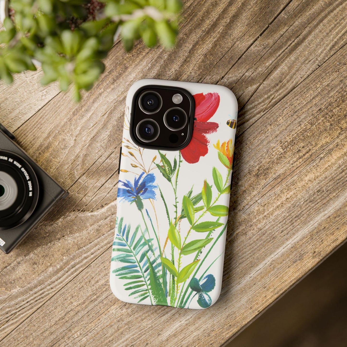 Floral Watercolor Tough Phone Case — Wildflower Bouquet Protective Cover