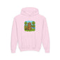 Cartoon Beaver Forest Scene Youth Hoodie | Woodland Animal Kids Sweatshirt