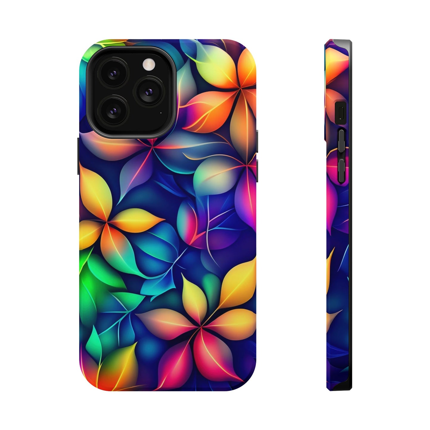 Floral Prism Magnetic Impact-Resistant Phone Case — Colorful Gradient Petal Design