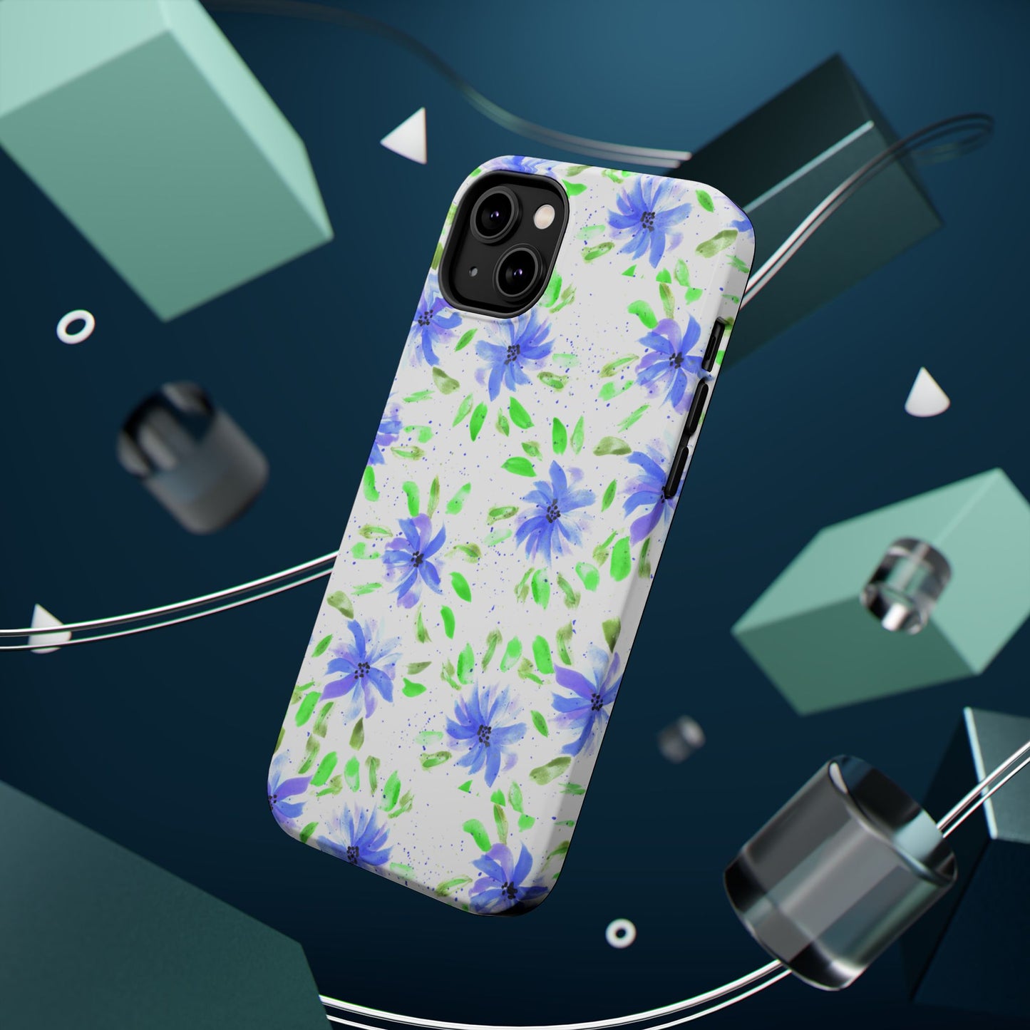 Floral Blue Watercolor Phone Case — Magnetic Impact-Resistant