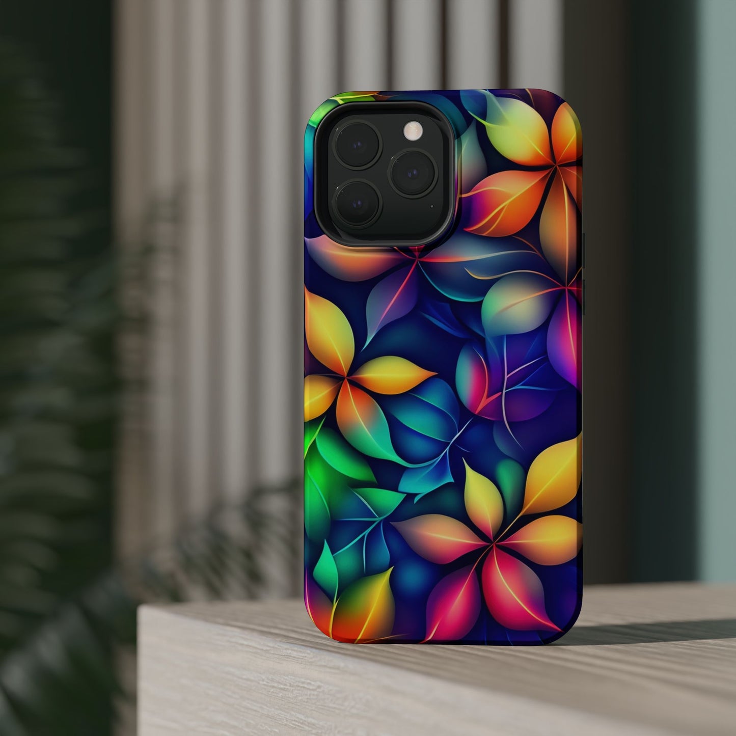 Floral Prism Magnetic Impact-Resistant Phone Case — Colorful Gradient Petal Design